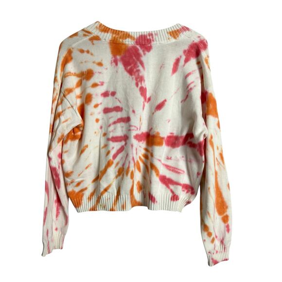 RD Style Women's White Pink Cotton Tie Dye V-Neck Cropped Sweaters Size Medium - Picture 5 of 5